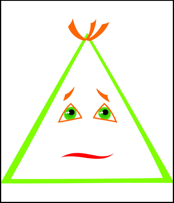Puis il dessine un triangle, équilatéral, donc parfait lui aussi en son genre.