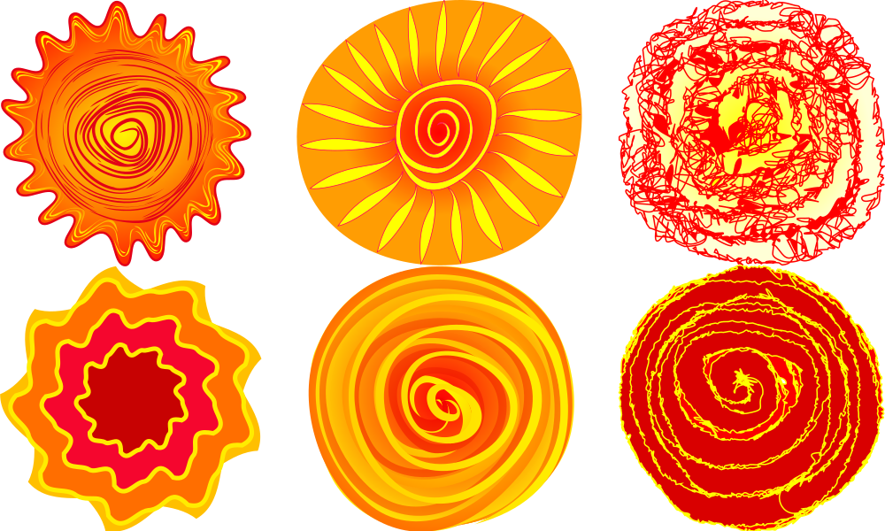 Soleils flamboyants - dessins vectoriels